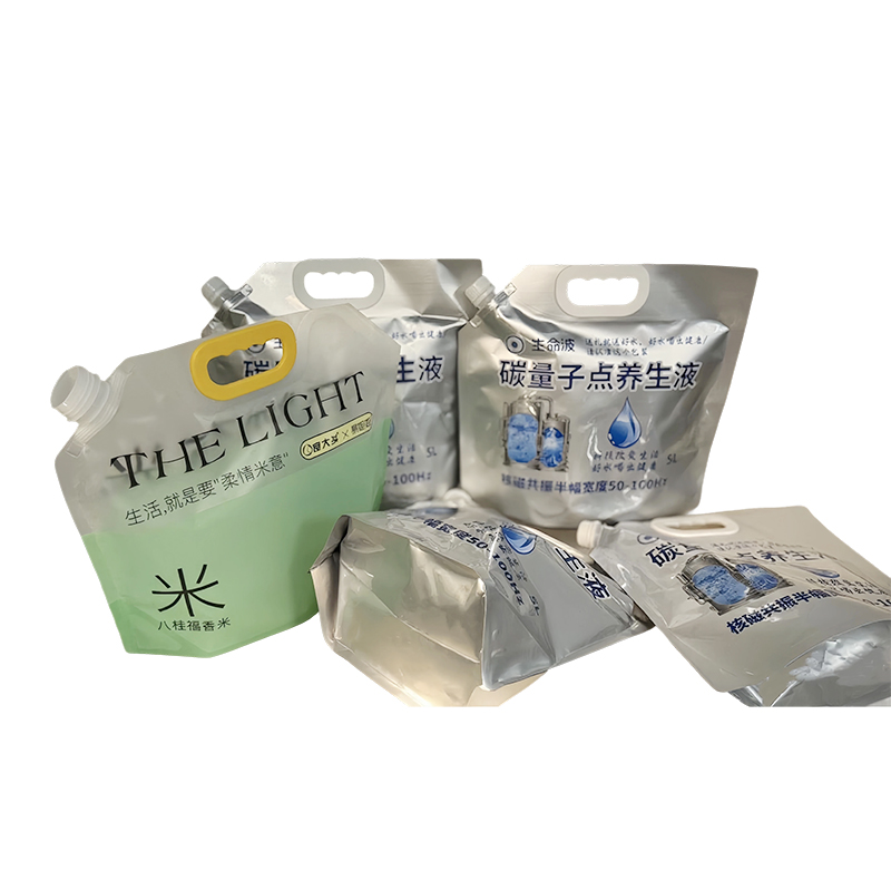 How can aluminum foil spout bags stand upright without external support, enhancing shelf display?